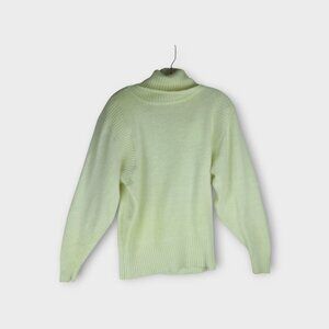 Vintage 80s Ivory Angora Turtleneck Sweater Size L